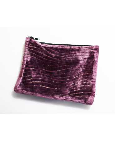 Trousse bi-matières velours violet